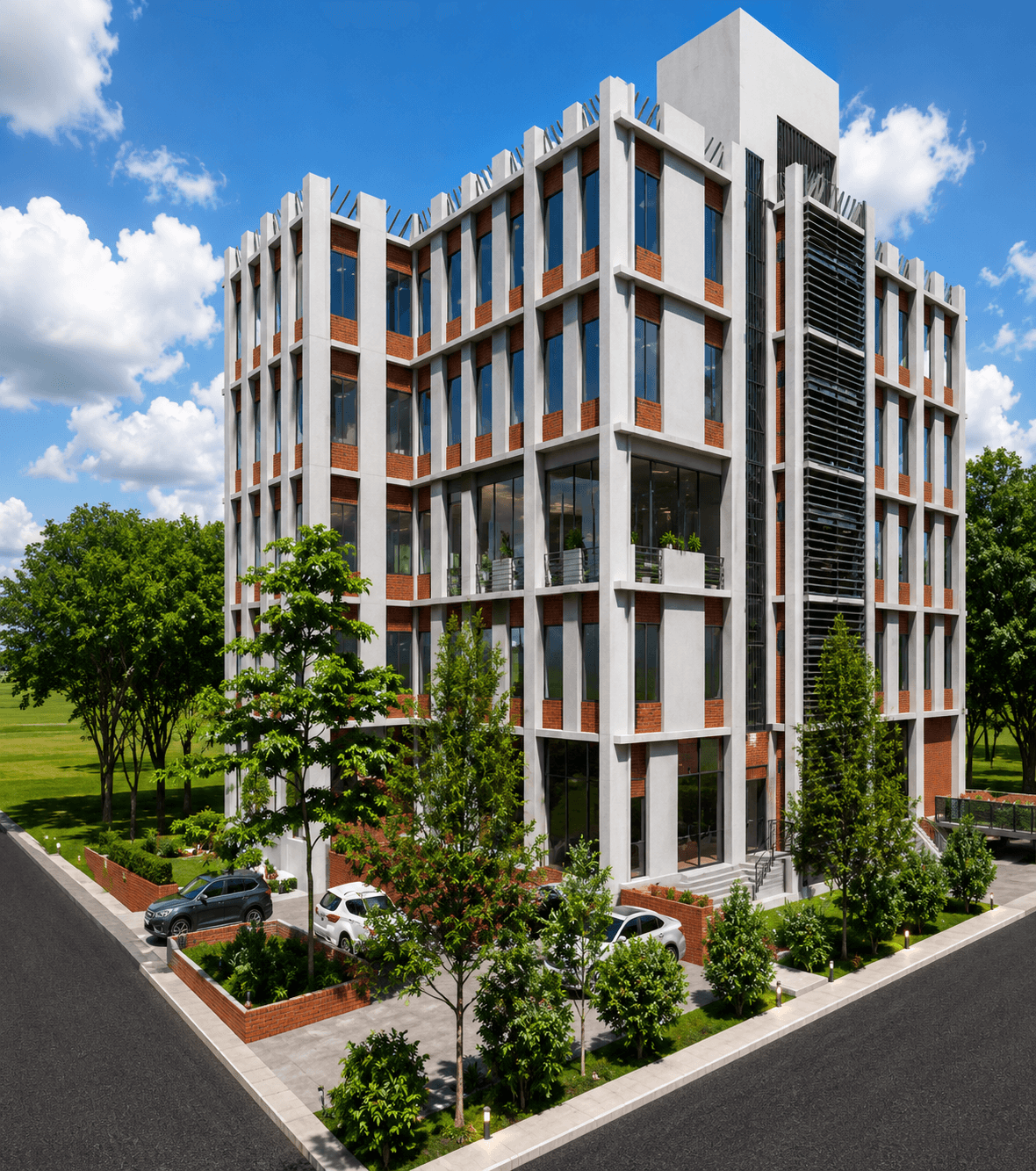 Architectural render of the multipurpose building at Payra Port