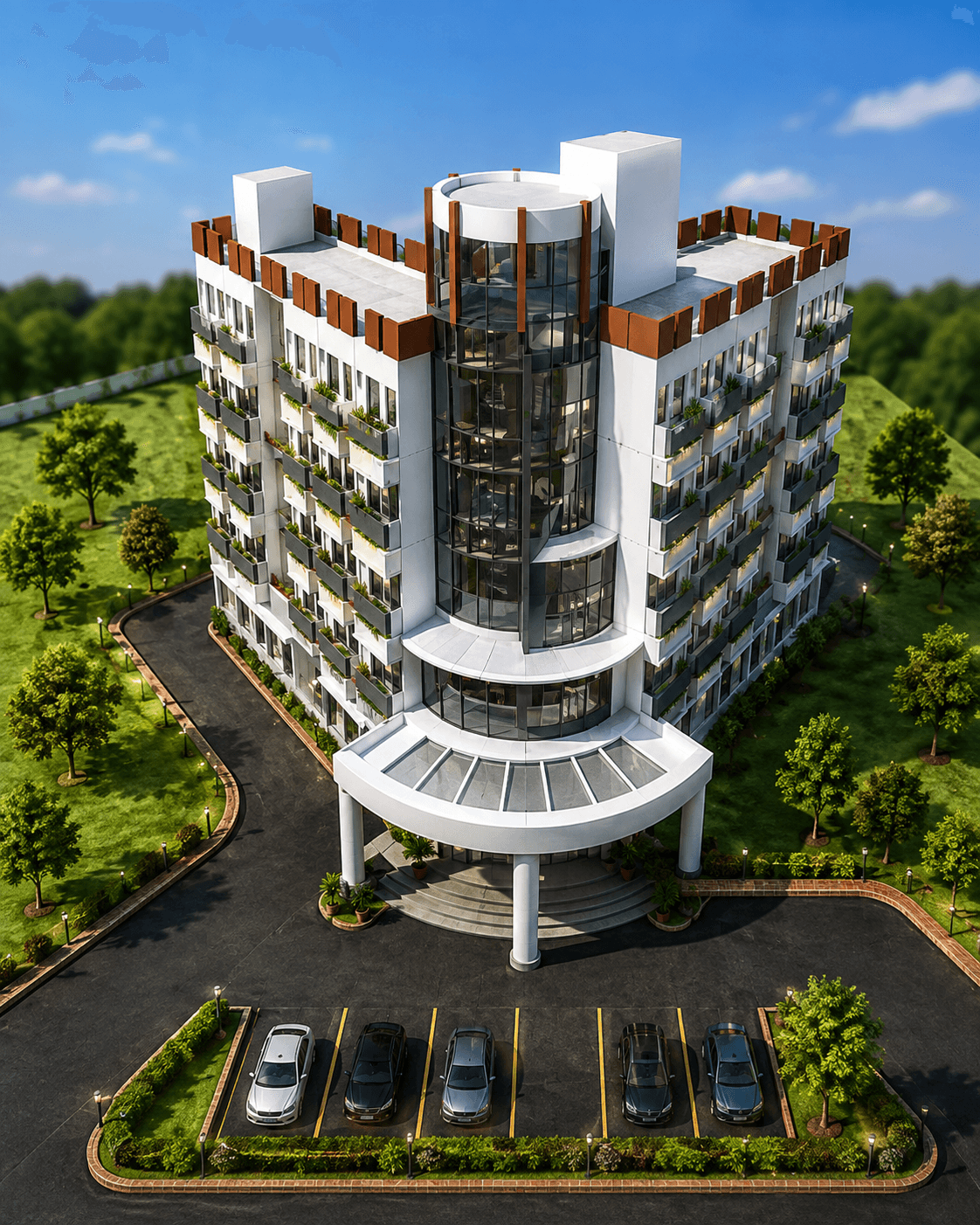 Architectural render of the officer dormitory at Payra Port